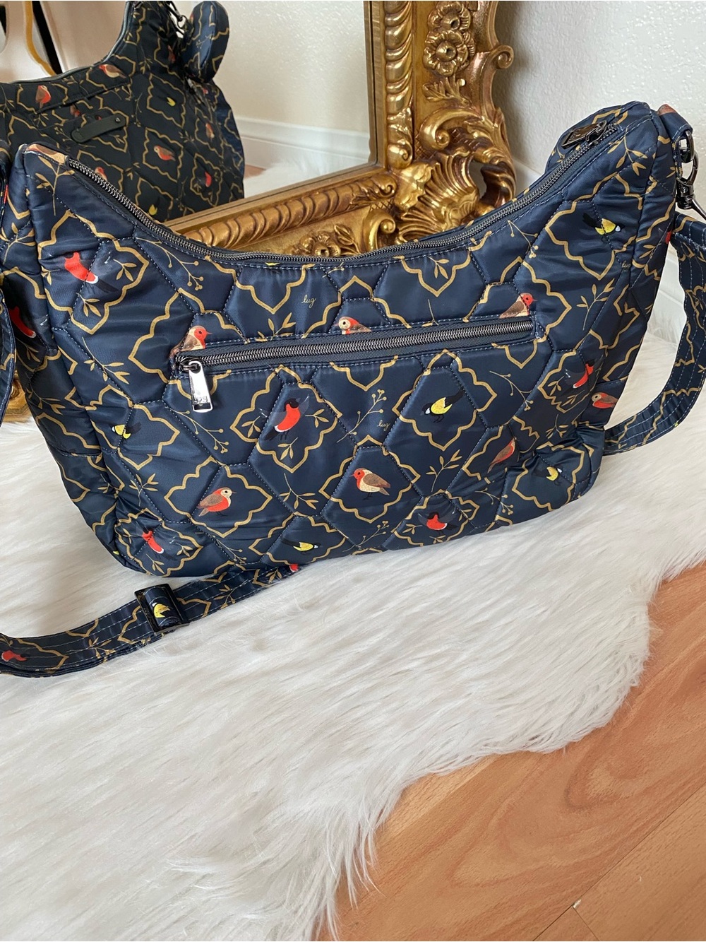 Lug Winger Hobo Bag in Songbirds Grey - Picture 3 of 13